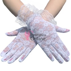 Manusi elegante din dantela MNS014II Albe scurte